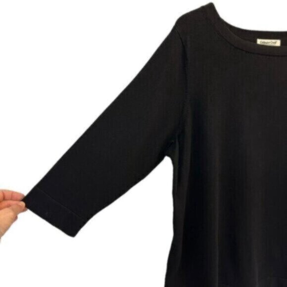 Coldwater Creek | Women's Black Think Knit Pullover 3/4 Sleeve Sweater Size 2X - Picture 3 of 9